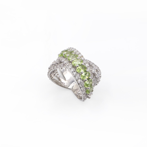 925 Sterling Silver Natural <b>Peridot</b> <b>Ring</b> Rhodium Plated OEM ODM Fine Jewelry - Product Image 4