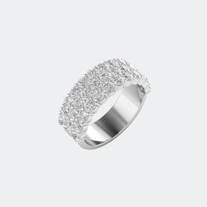 2.30CTW Round Cut Diamond Triple Row Statement <b>Ring</b> Pave <b>Set</b> Solid Gold Wide Band Wedding Anniversary Jewelry Gift <b>for</b> <b>Women</b> - Product Image 1
