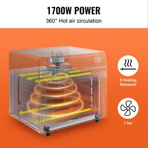 Forno a Convezione da 1700W in Acciaio Inossidabile 25L con Funzione Friggitrice ad Aria, Griglia e Piastra per Pizza, Combinato da Appoggio, Spina USA, Lingua Francese - Product Image 3