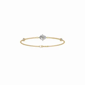Bracelet chaîne en or jaune 18 carats avec diamants de laboratoire taillés au design tendance, bijoux fins pour femme, certifié IGI pour mariage - Product Image 1