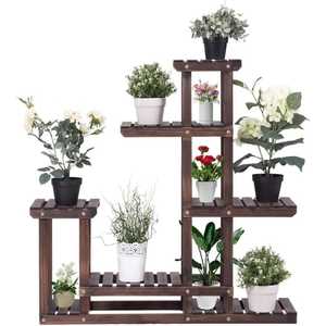 Support à plantes polyvalent en bois pour intérieur et extérieur, étagère à fleurs à plusieurs niveaux, présentoir à plantes en bois naturel pour la maison - Product Image 5