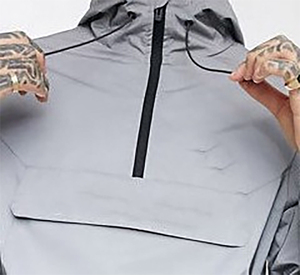 Veste coupe-vent à capuche pour homme, gris clair, décontractée, hiver, fermeture éclair, imperméable, respirante, en polyester, taille standard - Product Image 2