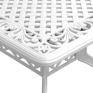 Ensemble de salle à manger de jardin en aluminium blanc, 5 pièces, mobilier d'extérieur, style traditionnel, table et chaises de patio durables - Product Image 6