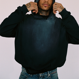 Wholesale <b>Men's</b> Vintage Stone Acid Washed Lightweight Fleece Embroidered Hoodie 100% Cotton Eco-Friendly Breathable - Product Image 1