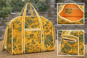 Sac de voyage en coton imprimé à la main de style bohème vintage indien, design matelassé, sacs de shopping imprimés uniques, compagnon de voyage - Product Image 5
