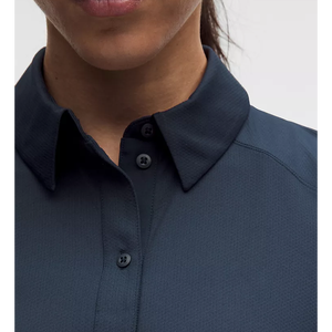Camisa de Punto de Color Azul Marino para Mujer, con Spandex/Nylon, Falda Plisada, Manga Corta, Estilo Casual, Transpirable, de Secado Rápido, 220g - Product Image 6