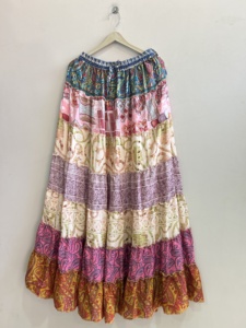 New Flared Frill Round Skartered <b>skirt</b> For Women Silk Summer <b>Skirt</b> Long Maxi <b>Skirt</b> - Product Image 5
