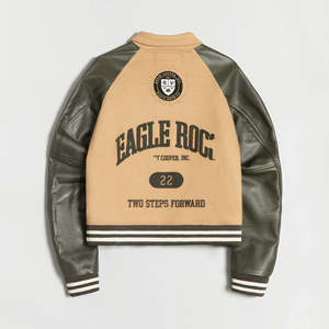 Vestes universitaires personnalisées pour hommes, style Letterman, chaudes pour l'hiver, avec manches en cuir, logo brodé en chenille. - Product Image 2