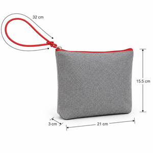 Recycled Cotton Cosmetic <b>Toiletry</b> <b>Bag</b> PU Wrist Handle Zipper Travel Makeup Pouch Custom Logo Wholesale OEM Manufacturer Exporter - Product Image 2
