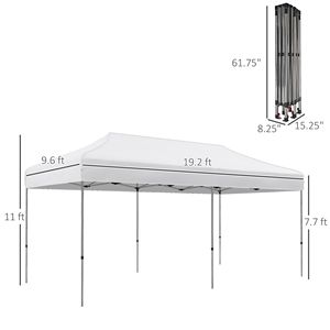 Tenda a Baldacchino Pop-up 2.9m x 5.8m per Esterni, Facile da Montare, con Altezza Regolabile a 3 Livelli e Borsa con Ruote, Bianca - Product Image 3