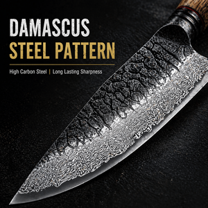Couteau de chef artisanal en acier Damas, couteau de cuisine, manche en bois, fabricant OEM personnalisé, fournisseur en gros, Pakistan - Product Image 3