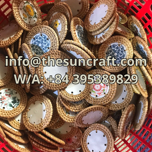 Napperon en rotin tressé à la main au Vietnam avec incrustation de coquillages, pour collectionneurs d'art - Product Image 3