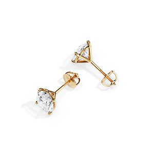 Boucles d'oreilles ovales en or massif 10 carats pour femmes, diamants de laboratoire certifiés GIA, couleur D, bijoux de mariage classiques - Product Image 3