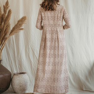 Vestido Camisero Maxi de Algodón, Estilo Victoriano de Doble Capa, Vestido Largo Beige, Túnica Kaftan, Cárdigan, Vestido Largo - Product Image 2