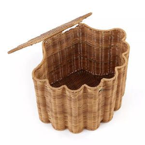 Panier à linge en rotin durable, écologique, fait main, au design rectangulaire attrayant, nouveau choix, avec couvercle, pour le rangement à domicile - Product Image 2
