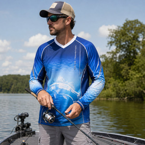 Camiseta de Pesca Personalizada para Hombre, Manga Larga, Protección Solar UPF, Secado Rápido, Malla de Poliéster, para Torneos - Product Image 6