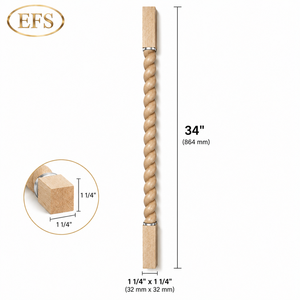 Barandilla de Escalera Moderna de Madera Sólida con Balaustre en Espiral de 34 Pulgadas (1 1/4 x 1 1/4), Piezas para Barandilla de Balcón - Product Image 2