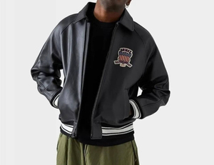 Hot Sale Avirex Men's Genuine Leather Jacket Turn-down Collar Breathable Waterproof Customizable Front <b>Animal</b> Print OEM Service - Product Image 3