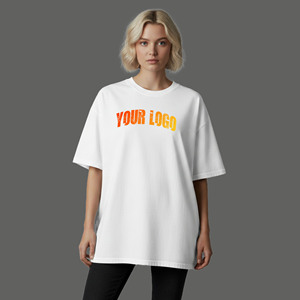 Wholesale Summer Women's Oversize T-Shirt Crew Neck 100% Cotton Drop Shoulder Casual Sustainable Fabric Embroidery Knitted - Product Image 4