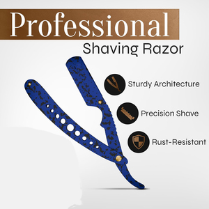 Navaja de Afeitar Recta de Mármol Azul Premium, Navajas de Afeitar Plegables de Acero Inoxidable, Herramientas Profesionales para el Cuidado de la Barba en Salón - Product Image 3