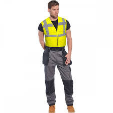 Men's High Visibility Yellow Safety Vest Reflective <b>Strips</b> Casual Summer Outerwear V-Neck Sleeveless Work Wear - Product Image 4
