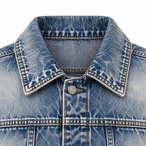 Chaqueta de Mezclilla Lavada para Hombre, Cuello Camisero, Cierre de Botones, Estilo Casual Vintage, Chaqueta de Jean Personalizada para Primavera - Product Image 5