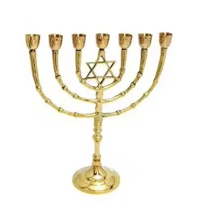 Contemporary Design Metal 7 Arms Menorah Candle Holder Decorative <b>Candelabra</b> Interior Accent - Product Image 3