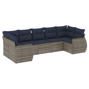 Set Divano da Giardino in Polyrattan Grigio a 7 Pezzi con Cuscini - Collezione Arredamento Patio - Product Image 2