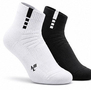 Chaussettes de sport noires et blanches de haute qualité avec logo jacquard, coussinées, nouvelle collection, pour entraînement, basketball, gym, volley-ball - Product Image 3