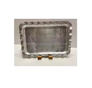 Placage Argent Rectangle Plateau En Aluminium Rangement Petit Plateau Stockage À Domicile Hôtel Or Plateau De Service - Product Image 3