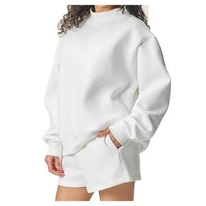 Pull molletonné surdimensionné pour femme, doublé 100 % coton, col montant, respirant, écologique, avec logo personnalisé sur le devant, style streetwear - Product Image 2