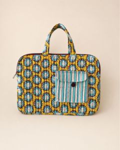 Sac fourre-tout pour ordinateur portable en néoprène à imprimé floral avec fermeture éclair et intérieur matelassé pour usage décontracté, sac pour Macbook à imprimé jaune - Product Image 2