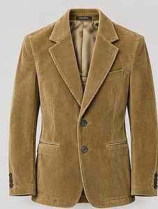 Blazer en velours côtelé moutarde pour femme, manches longues, fermeture à boutons, vêtement d'automne - Product Image 1