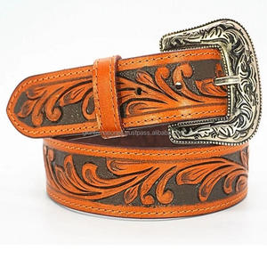 Premium Leather Western <b>Cowboy</b> <b>Belts</b> with Buckle Hand Carved Leaf Embossed Customized <b>Men's</b> Western Leather Tooling <b>Belt</b> - Product Image 4