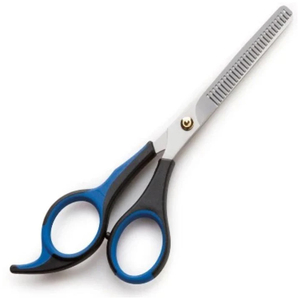 กรรไกรซอยผมด้ามพลาสติกสองสี น้ำเงิน-ดำ คุณภาพดี ราคาส่ง สำหรับร้านทำผมมืออาชีพ - Product Image 1
