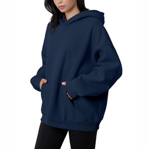 Sweat à capuche décontracté pour femme, 100 % coton tissé épais 500 g/m², anti-plis, respirant, avec logo personnalisé imprimé sur le devant, style streetwear de haute qualité - Product Image 4