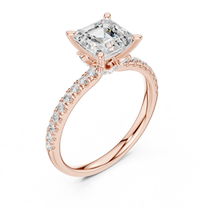 แหวนแต่งงานเพชรทรง Asscher คุณภาพสูง รับรองโดย GRA ฝังแบบสี่หนามเตย ผลิตจากเพชรเลี้ยงในห้องปฏิบัติการ ตัวเรือนทองคำชมพู 14k ราคาขายส่งจากโรงงาน - Product Image 4