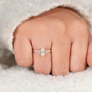 Bague de fiançailles en diamant marquise de 1,50 carat, clarté VS1, couleur F, or massif 14 carats, bague de mariage en diamant pour la création de bijoux féminins - Product Image 4