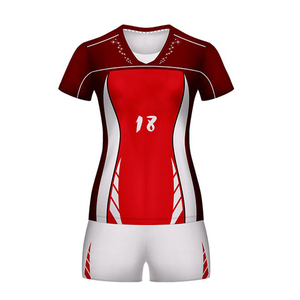 Uniformes de volley-ball multicolores sur mesure en vente en ligne, col en V, manches courtes, uniformes de volley-ball sublimés - Product Image 2