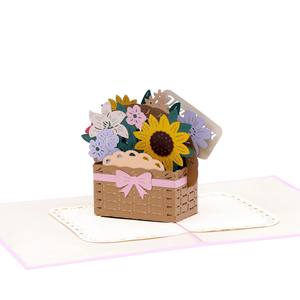 Boîte à fleurs en papier, carte 3D pop-up, carte de vœux 3D pop-up, carte pop-up artisanale, carte de vœux à thème mignon, cartes pop-up faites à la main, carte de vœux fleurie artisanale - Product Image 2