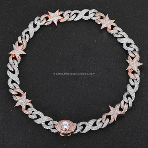 Collar de Cadena de Cuerda Personalizado de Plata de Ley 925 con Baño de Rodio y Diamantes VVS de 20K LG Certificados, un Regalo Moderno para Hombre - Product Image 4