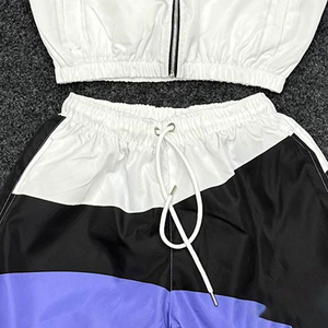 Men's Waterproof Color Blocking Tracksuit <b>Shorts</b> Sleeveless Half-<b>Zip</b> Fleece-Lined Lightweight Polyester/Cotton Quick Dry Zipper - Product Image 1