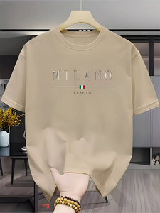 เสื้อยืดแขนสั้นคอกลมลำลองสำหรับผู้ชายในฤดูร้อน ทรงปกติ ปักลาย ระบายอากาศได้ดี สวมใส่สบาย เหมาะสำหรับเล่นกีฬา - Product Image 2