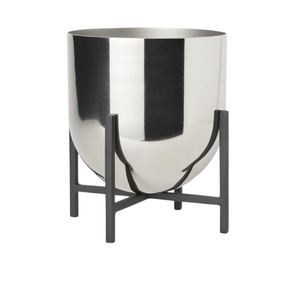 Macetero de Acero Inoxidable Pulido a Espejo con Soporte Metálico - Product Image 1