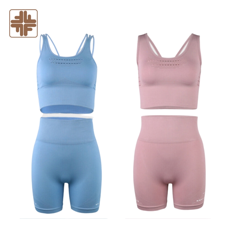 2-Piece Solid Breathable Eco-Friendly Yoga Set with Elastic Waist and Shoulder Straps