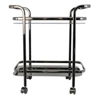 Chariot de service industriel en métal avec cadre en acier durable, étagères en bois, chariot de rangement mobile pour intérieurs modernes