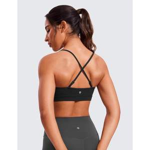 Premium YOGA Butterluxe Women's V-<b>Neck</b> Sports Bra Basic Wireless Camisole Adjustable Thin Straps <b>Padded</b> Yoga Top Active Print - Product Image 4