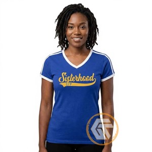 T-shirt personnalisé Sororité Femme Sigma Gamma Rho Trésors Grecs 100% Coton Jersey Col en V Anti-UV Respirant Été - Product Image 1