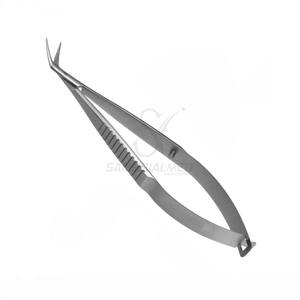 Ciseaux corneaux Castroviejo pour ophtalmologie, droit, 4 pouces, certifié CE, manuel, courbé, extra-affûté, réutilisable, non stérile, en acier inoxydable - Product Image 1