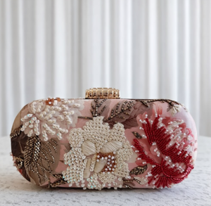 Sac de soirée brodé floral perlé de haute qualité avec anse en anneau pour femme, idéal pour mariage et fête, vente en gros - Product Image 1